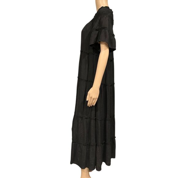 JODIFIL Tiered Off The Shoulder Maxi Dress in Black Sz M - Picture 7 of 9